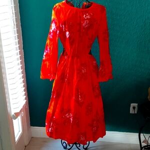 Red Long Sleeve Bishop Sundress